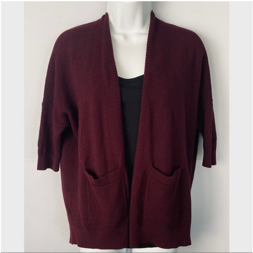 Petite Textured Drop Shoulder Open Cover Up Size XS